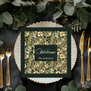 Personalized Sage Green Napkins Shabby Chic Style