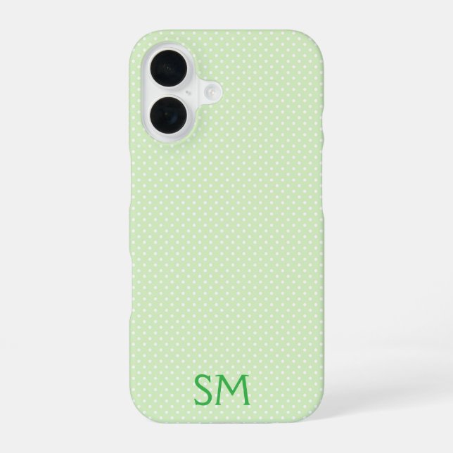 Personalized Sage Green Polka Dot Phone Case (Back)