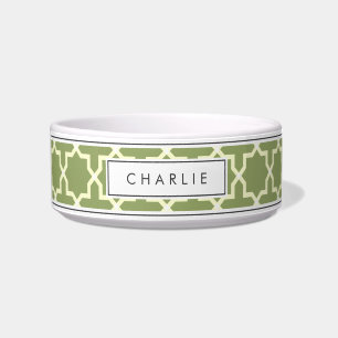 Personalized Sage Green & White Star Pattern Bowl