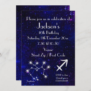 Personalized Sagittarius Zodiac Galaxy Party Invitation