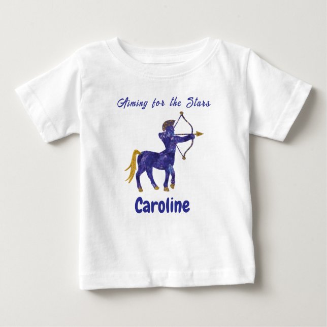 Personalized Sagittarius Zodiac Impressionist Baby T-Shirt (Front)