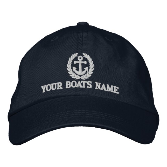 Personalized sailing boat captains embroidered hat (Front)