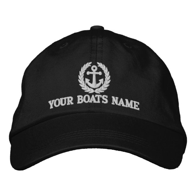 Personalized sailing boat captains embroidered hat (Front)