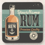 Personalized Sailor Rum Liquor Bottle Retro Sign  Coaster<br><div class="desc">Personalized Sailor Rum Liquor Bottle Retro Sign Bar design,  featuring a big bottle of RUM. Customize with your Name or Custom Text!</div>