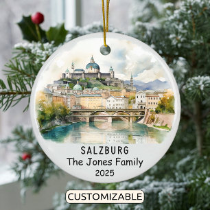 Personalized Salzburg Ornament, Austria Ceramic Ornament