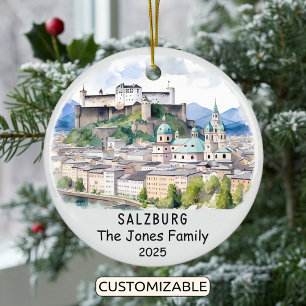 Personalized Salzburg Ornament, Austria Ceramic Ornament