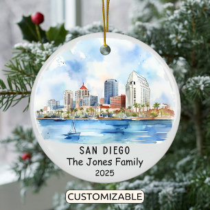 Personalized San Diego Ornament, California Ceramic Ornament