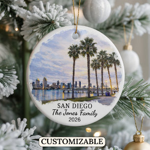 Personalized San Diego Ornament, Custom California Ceramic Ornament