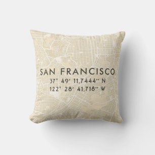 Personalized San Francisco Map   Beige Cushion