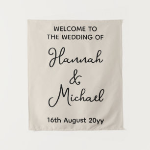 Personalized Sand Tan Welcome to Wedding Fabric Tapestry
