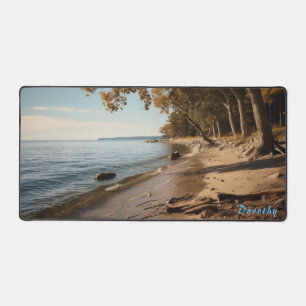 Personalized Sandy Beach with Trees Desk Mat