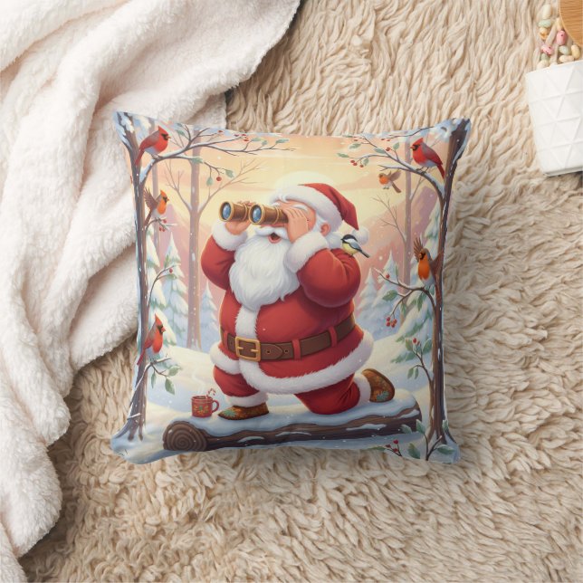 Personalized Santa Birdwatcher Christmas Cushion (Blanket)