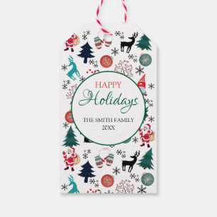 Personalized Santa Claus Reindeer Pine Trees Gift Tags