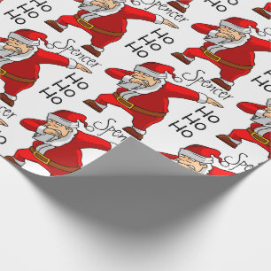 Personalized Santa Dabbing Wrapping Paper