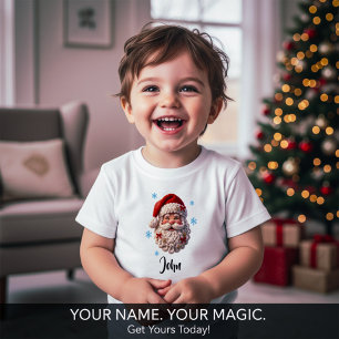 Personalized Santa Face Knitted Christmas  Baby T-Shirt