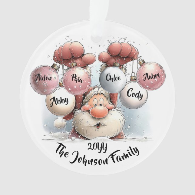 Personalized Santa in Snow Acrylic Ornament (Front)
