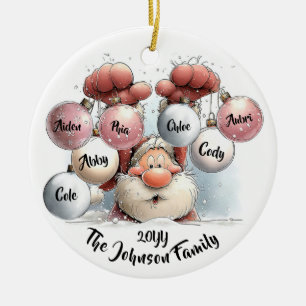 Personalized Santa in Snow Ceramic Ornament 