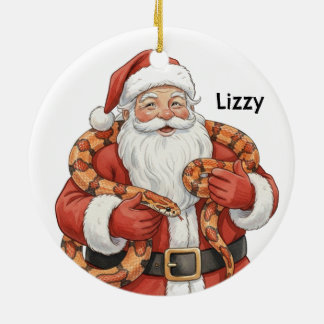 Personalized Santa with corn snake Ceramic Ornament