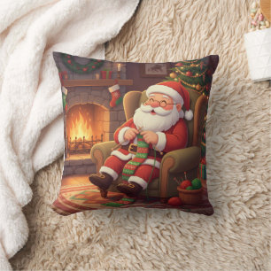 Personalized "Santa's Cozy Knitting Nook" Cushion