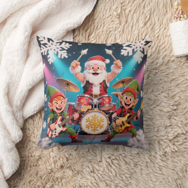 Personalized Santa's Drumming Rock Band  Cushion (Blanket)