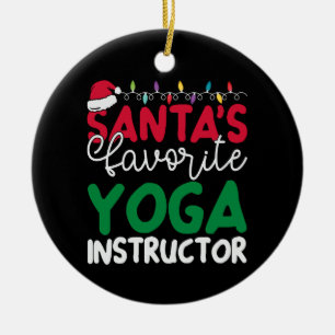Personalized Santa's Favorite Yoga Instructor Ceramic Ornament