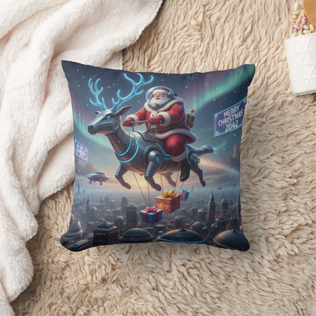 Personalized Santa's High-Tech Delivery Drone Cushion (Blanket)