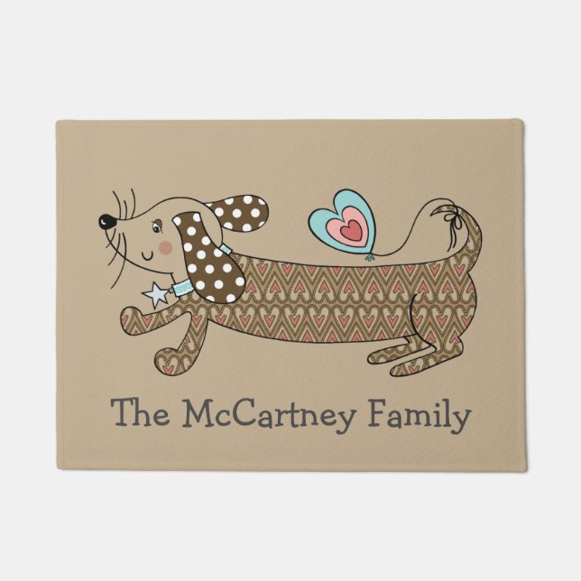 Personalized Sausage Dog Dachshund House Doormat (Front)