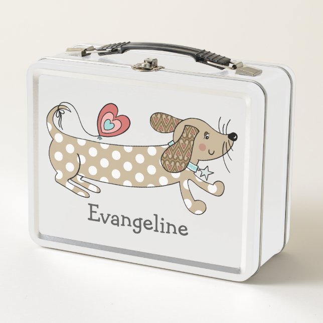 Personalized Sausage Dog Dachshund Metal Lunch Box (Front)