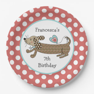 Personalized Sausage Dog Dachshund Party Paper Plate