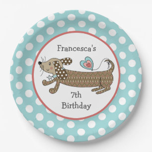 Personalized Sausage Dog Dachshund Party Paper Plate