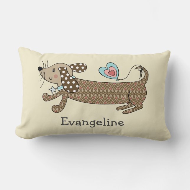 Personalized Sausage Dog Dachshund Throw Cushion (Front)