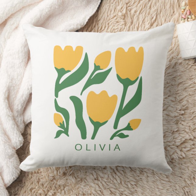 Personalized Scandi Floral Birthday Cushion (Blanket)