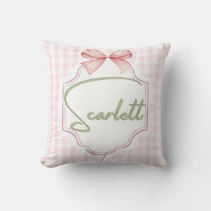 Personalized Scarlett Baby Girl Nursery Gingham Cushion
