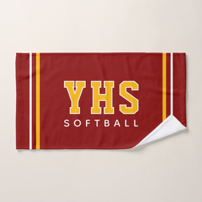 Personalized School Initials Softball Sport Team Hand Towel (Hand Towel)