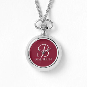 Personalized Script Monogram and Name Keychain Watch