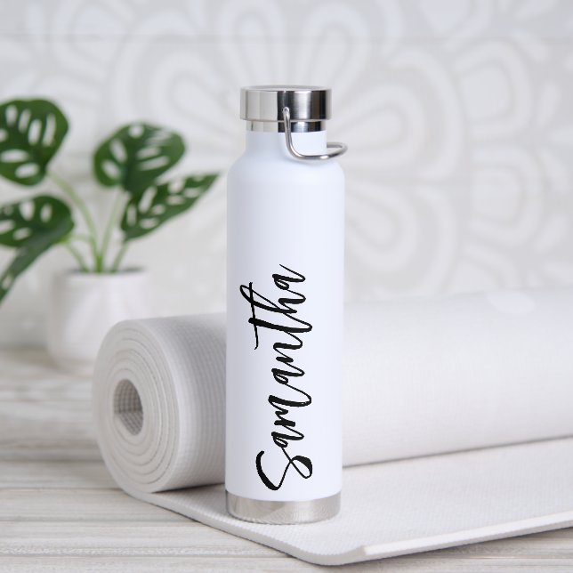 Personalized Script Your Name Party Black Water Bo Water Bottle (Yoga)