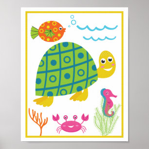 Personalized Sea Creatures Kids' Art Print Set