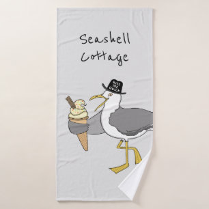 Personalized Seagull Illustration Bath Towel