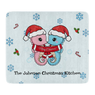 Personalized Seahorse Christmas Cutting Board
