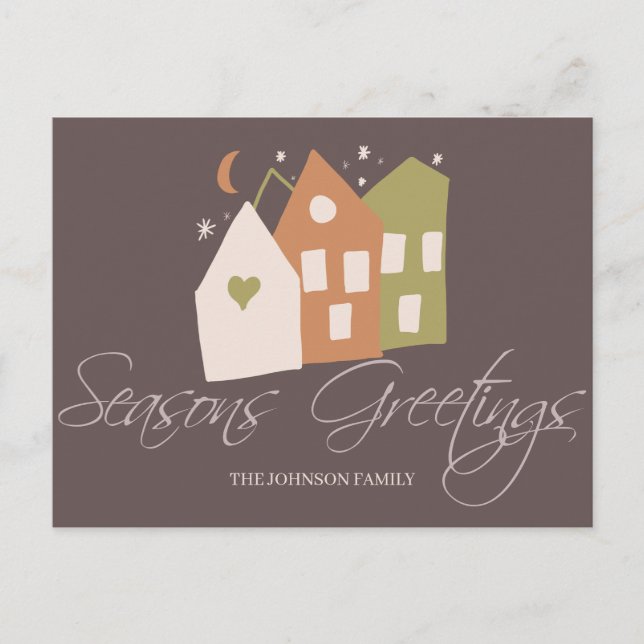 Personalized Seasons Greetings Christmas postcard  (Front)
