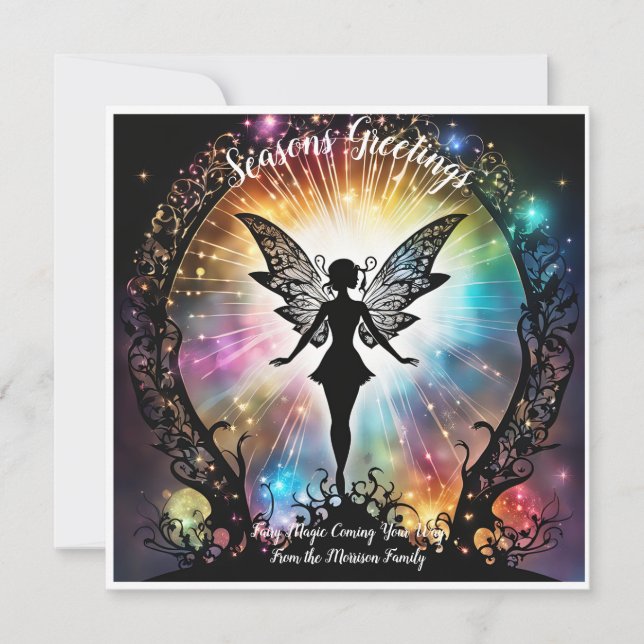 Personalized Seasons Greetings Fairy Magic style Card (Front)