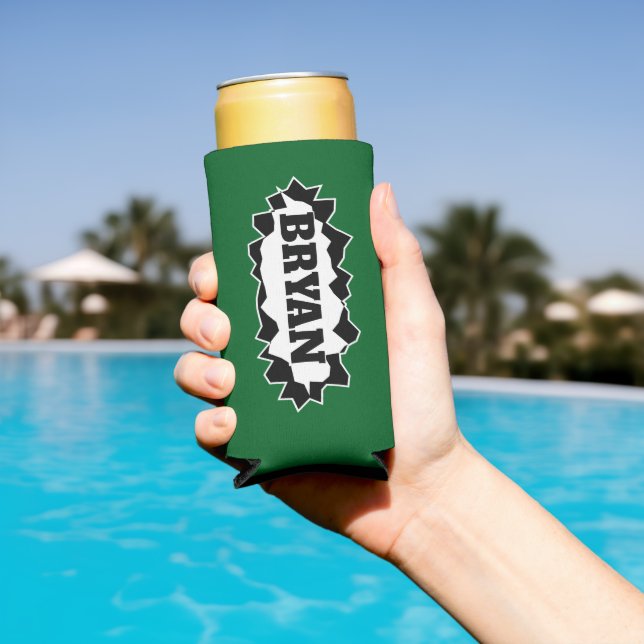 Personalized seltzer can cooler with rupture print (In Situ Pool)