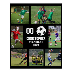 Personalized Senior Night Soccer Photo Collage Poster