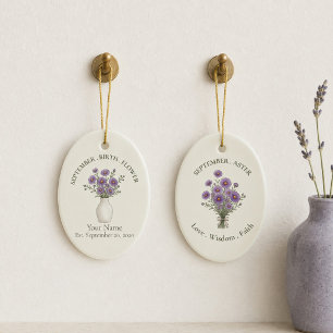 Personalized September Aster Ornament