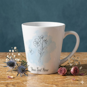 Personalized Serene Blue Aesthetic Latte Mug 
