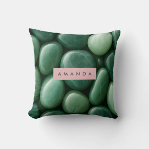 Personalized Serene Green Jade Stone Cushion
