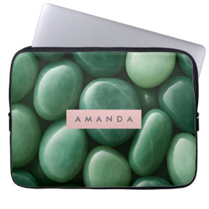 Personalized Serene Green Jade Stone Laptop Sleeve