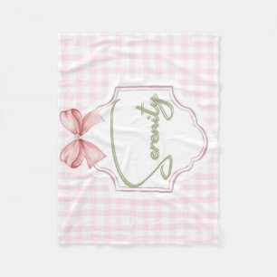 Personalized Serenity Baby Girl Nursery Bow Fleece Blanket