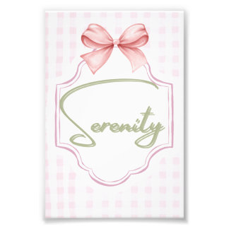 Personalized Serenity Baby Girl Nursery Bow  Photo Print