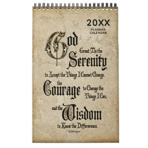 Personalized Serenity Prayer Recovery Gift Planner Calendar